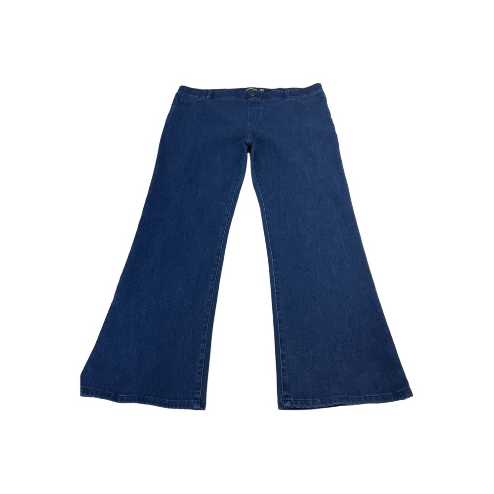 Betabrand Jeans Womens 2XLP Pull On Denim Wide Leg High Rise Dark Wash Comfort